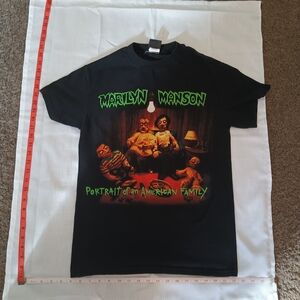Marilyn Manson 2000s Black Graphic T-Shirt Portrait Of An American Family